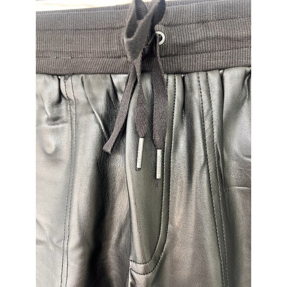 Splendid Faux Leather Joggers Womens Size Small Black Drawstring Cuffed Mob Wife - Picture 8 of 12